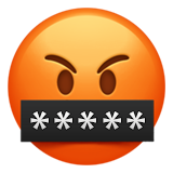 angry emoji with a dark censored bar over it's mouth